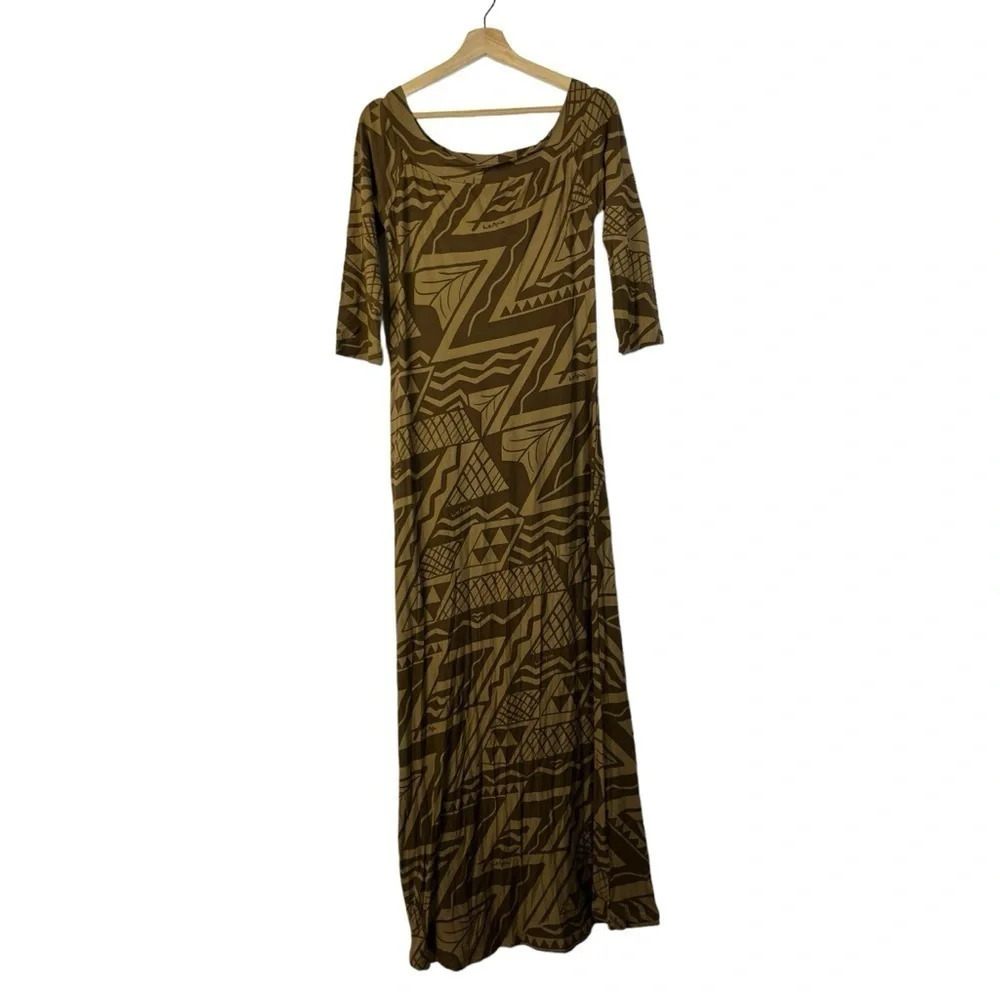 Boutique LeApia Brown Printed Half Sleeve Jersey Maxi Dress 2